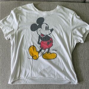 Disney Mickey Mouse White Cropped T-Shirt